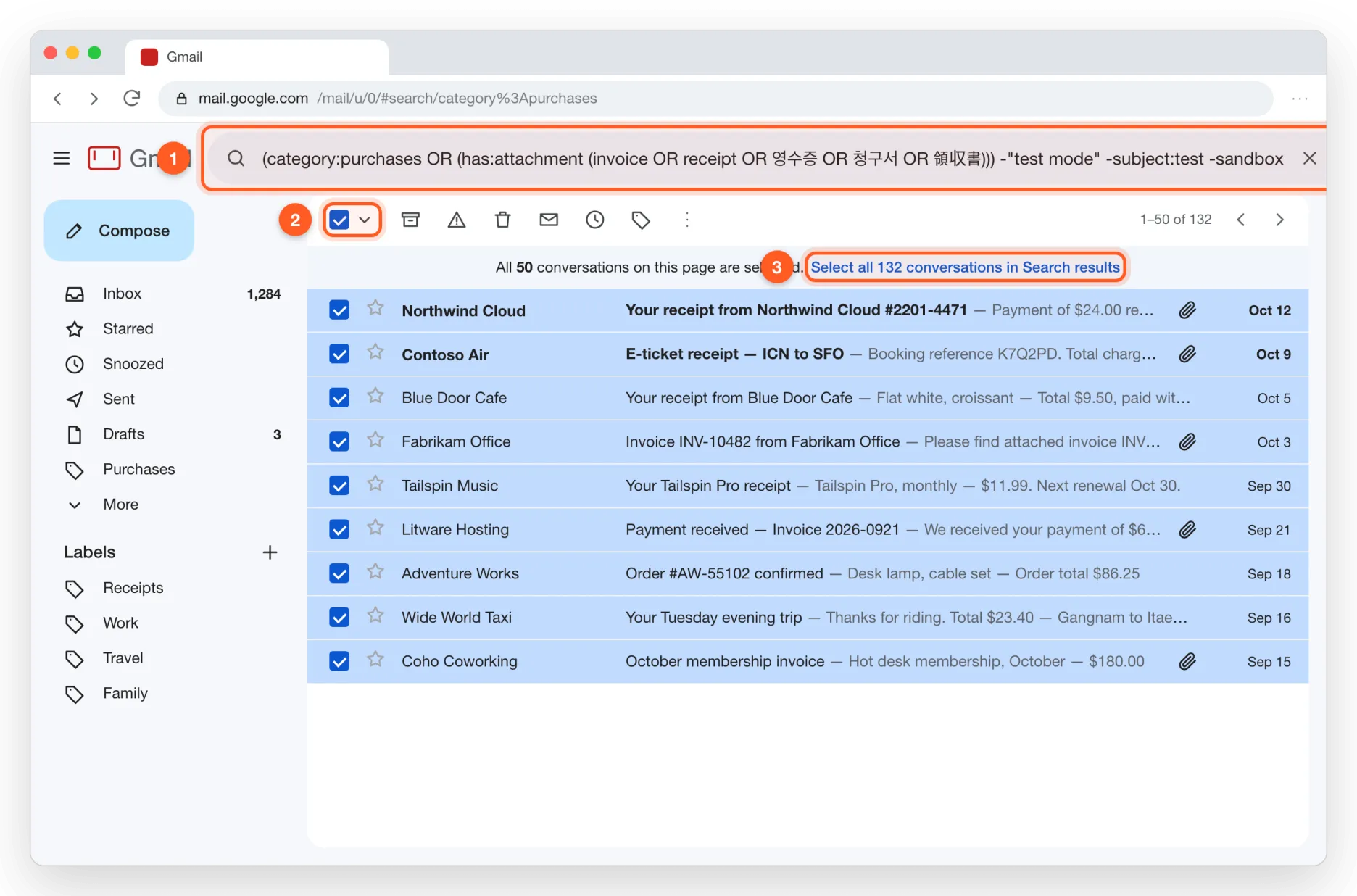 Find your receipts in Gmail