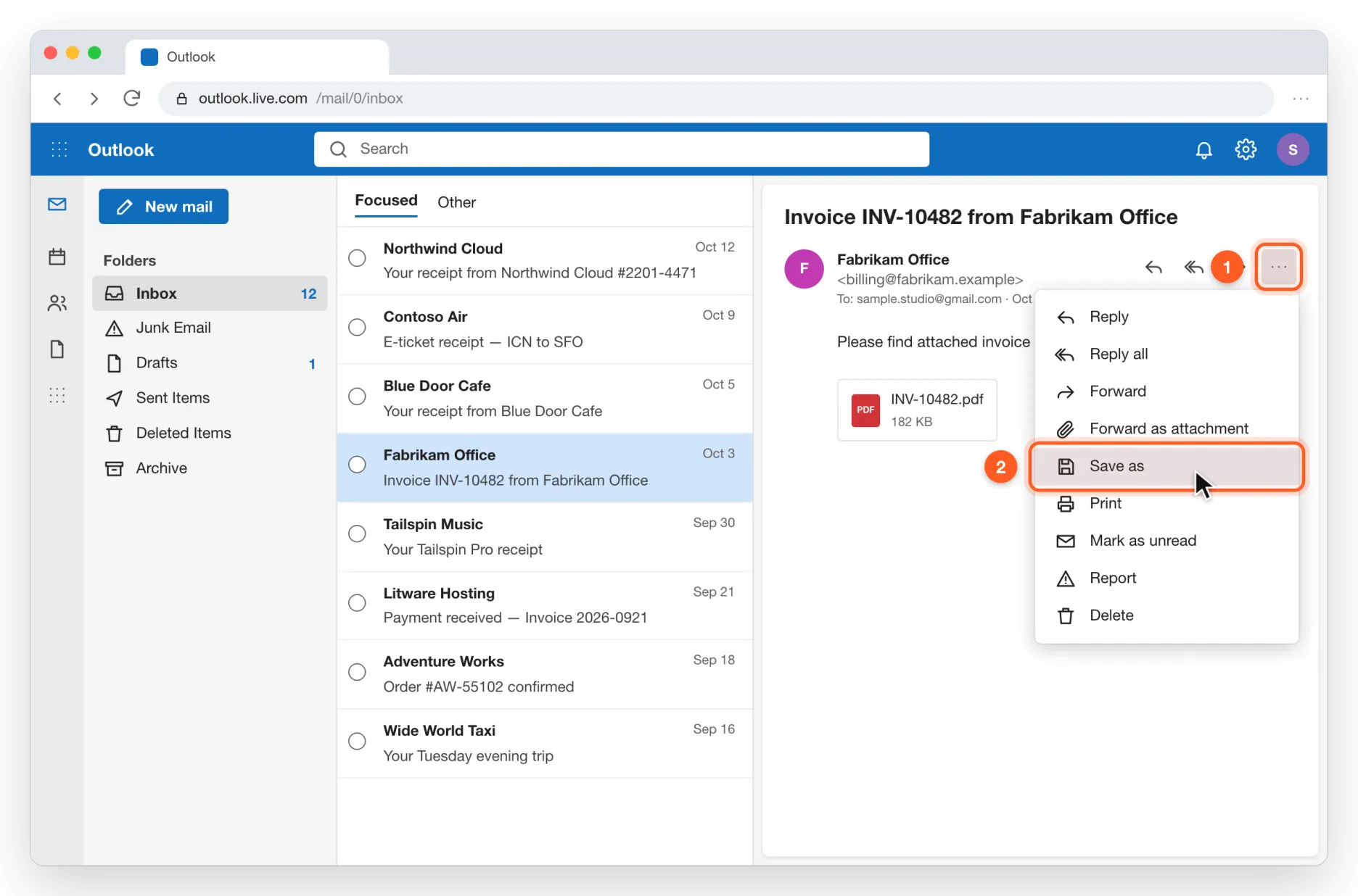 Save an email as a file