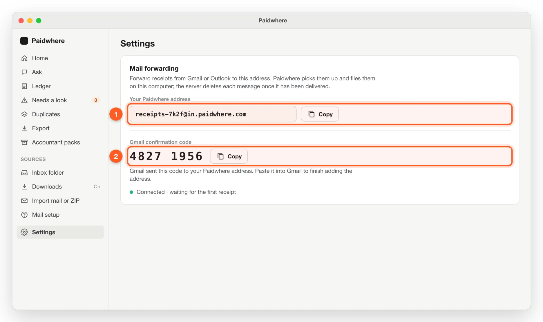 Copy your Paidwhere address
