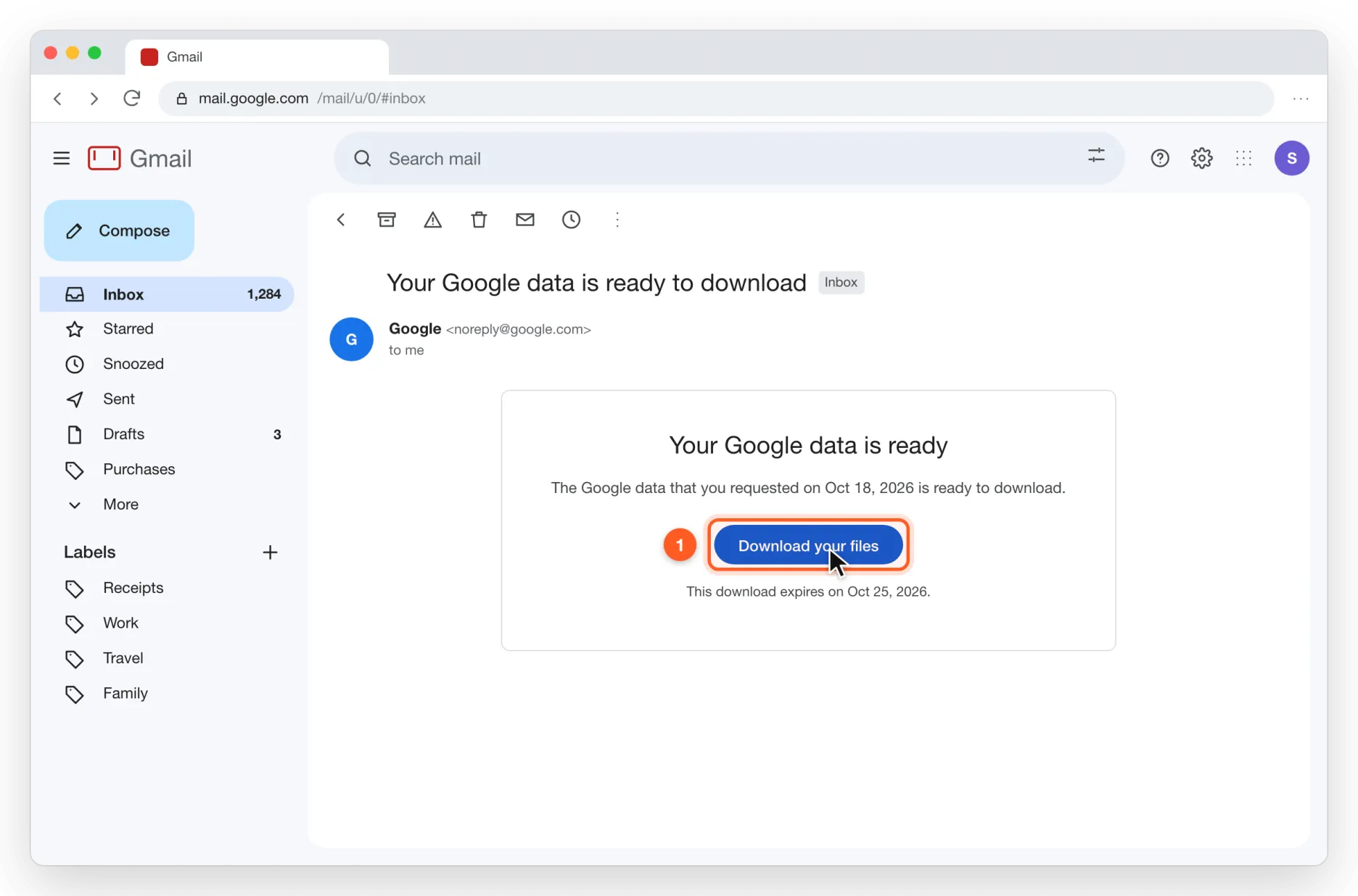 Download from the email